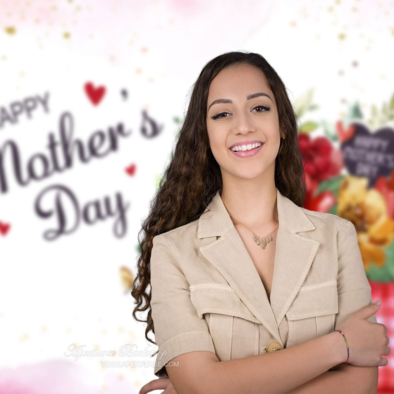 Aperturee - Flaschen rote Blumen rosa Muttertag Fotohintergrund