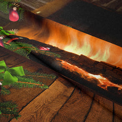 Aperturee - Backstein Kamin Kiefernbaum Bauble Weihnachtshintergrund