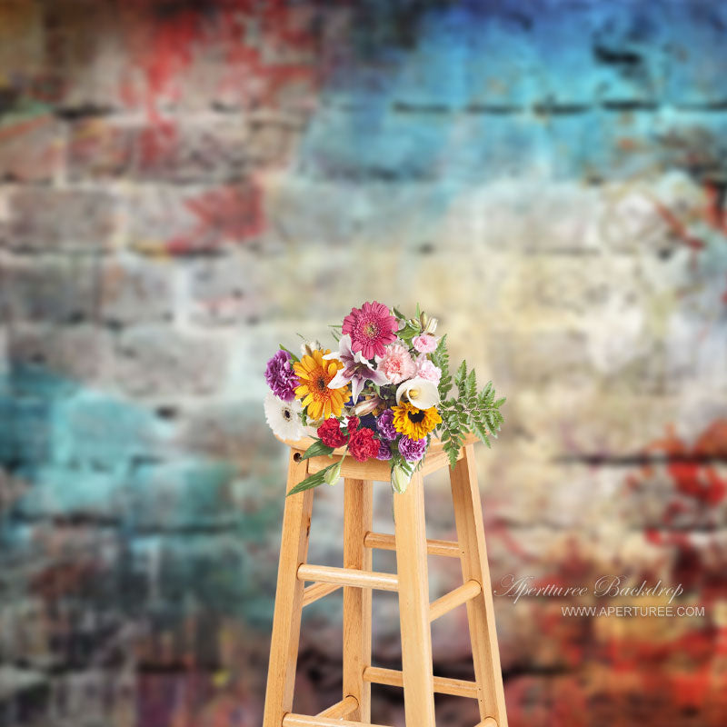 Aperturee – Brick Wall Shabby Art Painting Fotografie Hintergrund
