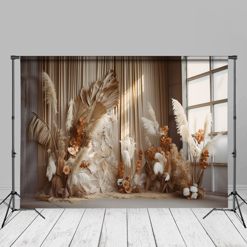 Aperturee - Brillanter beige weißer Fotohintergrund aus Schilfrohr für Hochzeiten