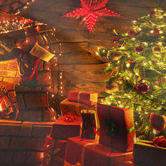 Aperturee - Hütte roter Stern Baum Kamin Weihnachtskulisse