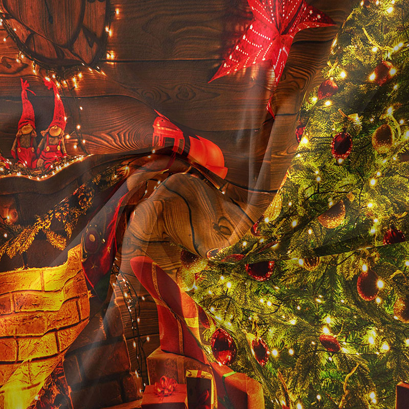 Aperturee - Hütte roter Stern Baum Kamin Weihnachtskulisse