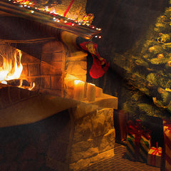 Aperturee - Kerze Kamin Goldkugel Baum Weihnachtskulisse