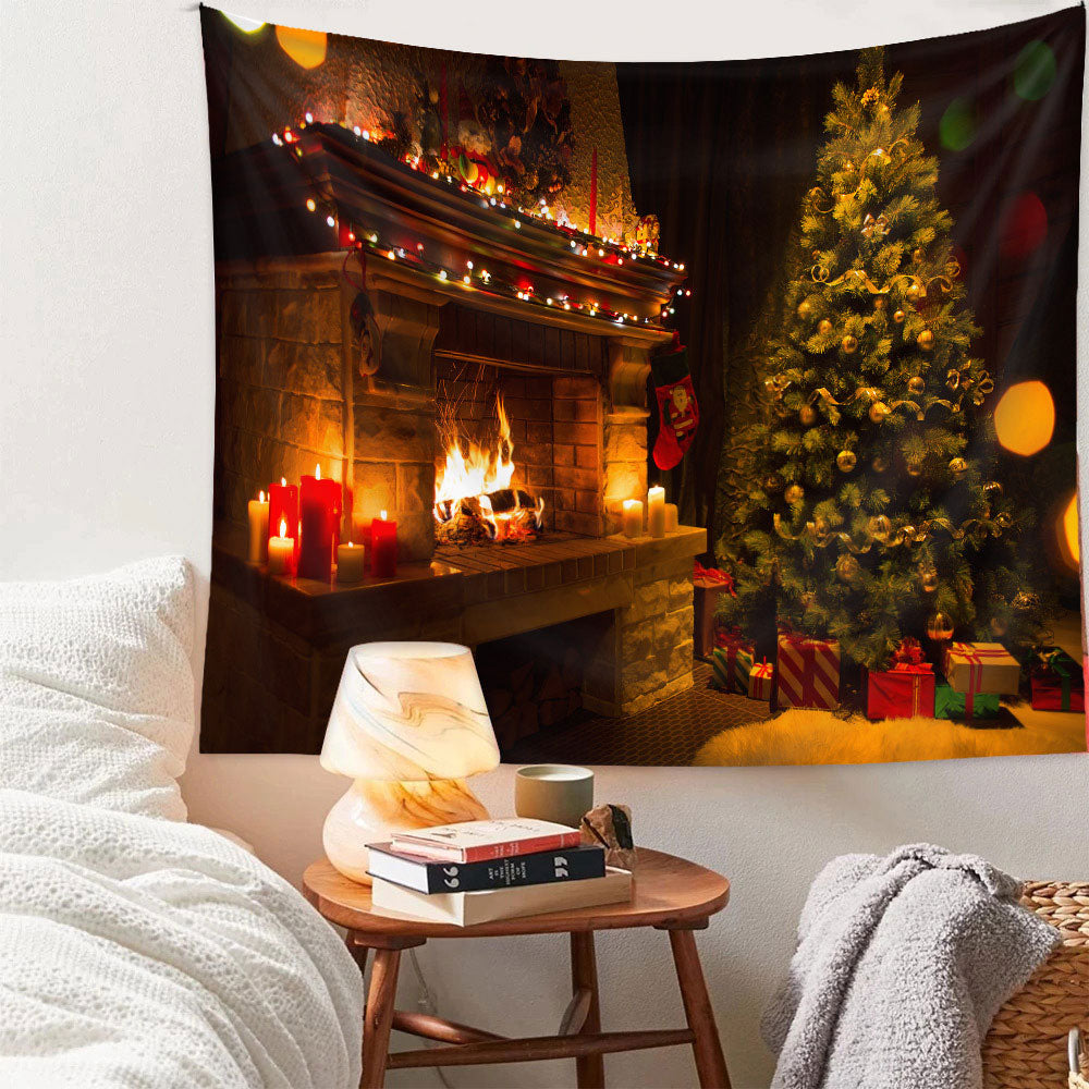 Aperturee - Kerze Kamin Goldkugel Baum Weihnachtskulisse