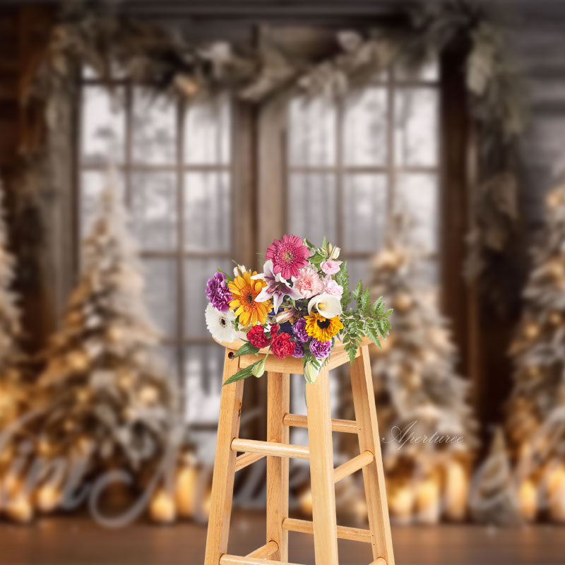 Aperturee - Kerzen Holzfenster Wald Frohe Weihnachten Hintergrund