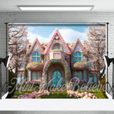 Aperturee - Candy Fairy House Sakura Baum Frohe Ostern Hintergrund