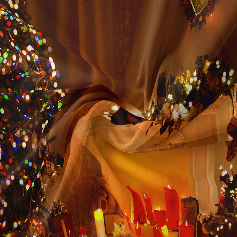 Aperturee - Weihnachtsbaum warmes Licht Kerzen Feiertags Hintergrund