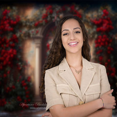 Aperturee - Klassischer roter floraler Tür Portrait Fotoautomaten Hintergrund