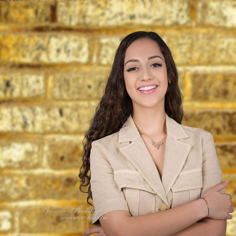 Aperturee - Klassischer Gold Backsteinmauer Fotostudio Hintergrund