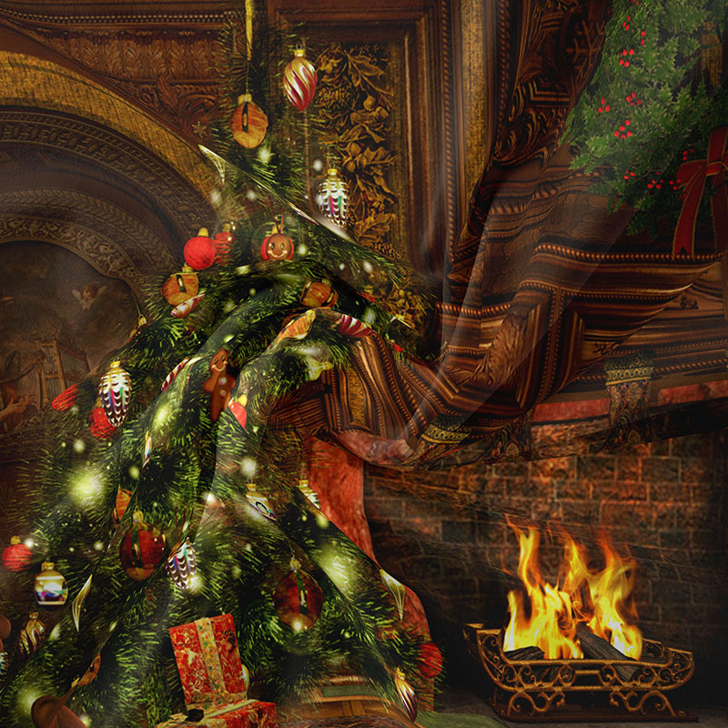Aperturee - Klassischer Raum riesiger Baum Kranz Weihnachtshintergrund