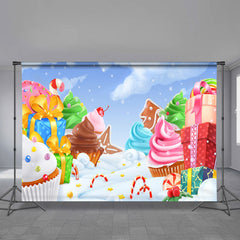 Aperturee - Farbe Candy Land Geschenk Snowy Sky Weihnachtshintergrund