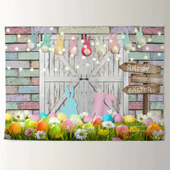 Aperturee - Farbe Kaninchen Ei Backsteinmauer Frohe Ostern Hintergrund