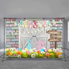 Aperturee - Farbe Kaninchen Ei Backsteinmauer Frohe Ostern Hintergrund