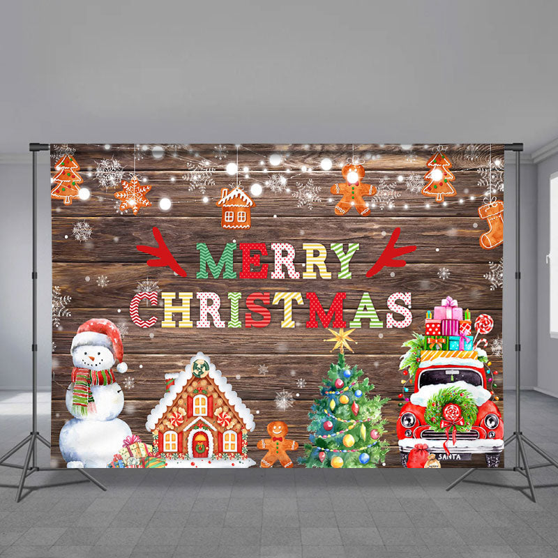 Aperturee - Farbe Schneemann Ingwer Holz Frohe Weihnachten Hintergrund