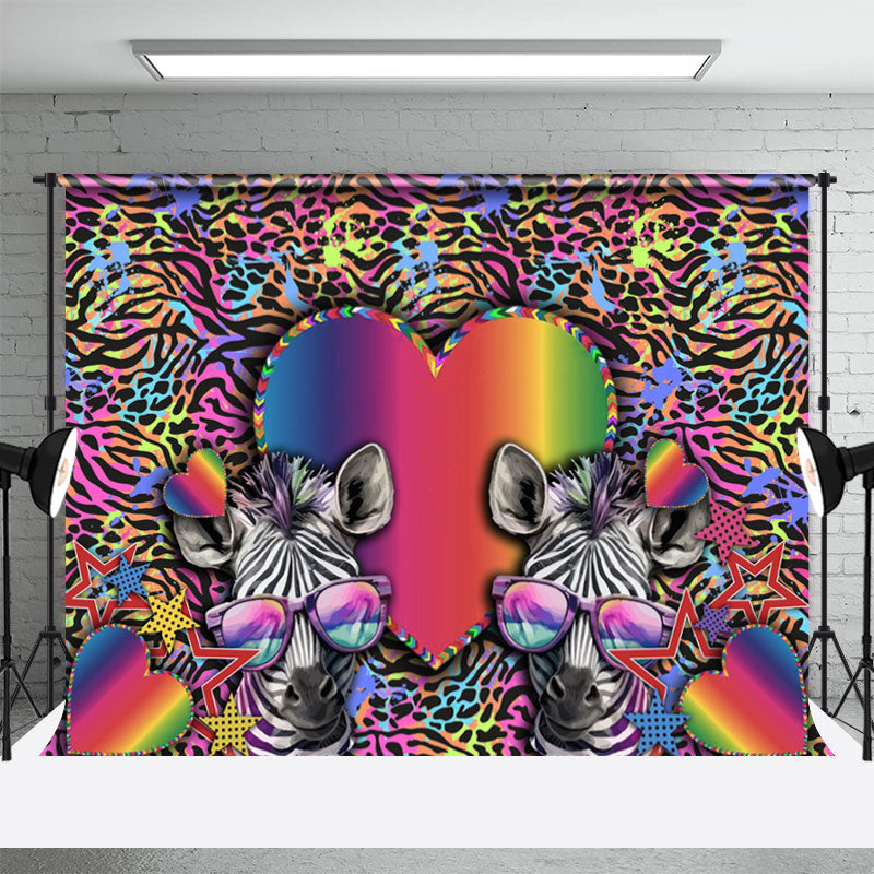 Aperturee - Bunte niedliche Zebra Brillen Valentinstag Hintergrund