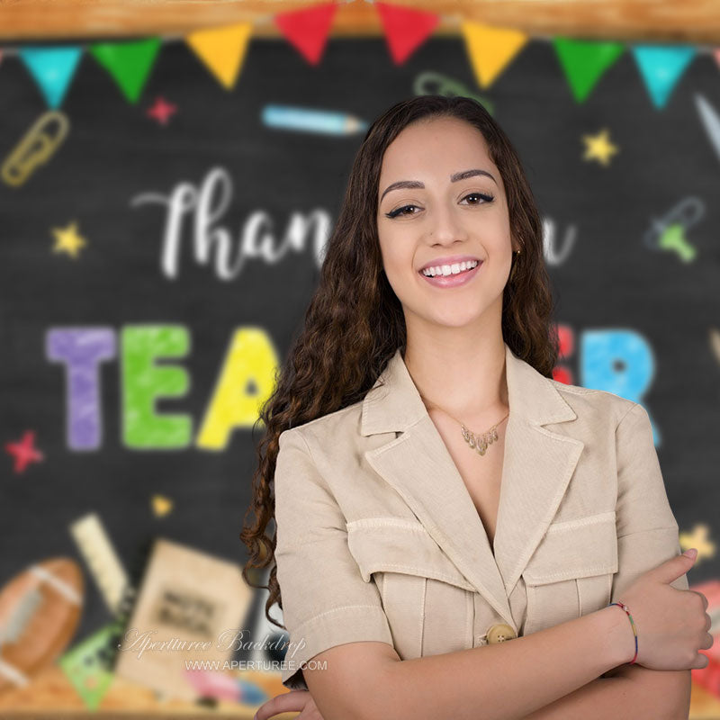 Aperturee - Bunte Muster schwarzer Dankeschön Lehrer Hintergrund