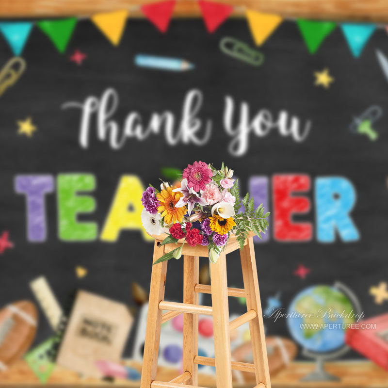 Aperturee - Bunte Muster schwarzer Dankeschön Lehrer Hintergrund