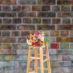 Aperturee - Bunte Pigment Vintage Backsteinmauer Foto Hintergrund