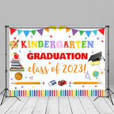 Aperturee - Farbenfroher Sationeries Kindergarten Fotohintergrund für Absolventen