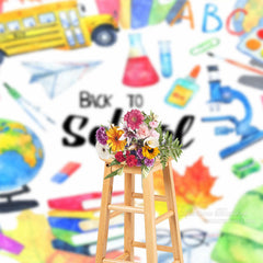 Aperturee - Bunte Subjekt Tools Taschen Bus Zurück zu Schule Hintergrund