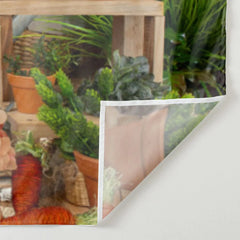 Aperturee - Niedlicher Kaninchengarten Holz Fröhlicher Ostertag Hintergrund
