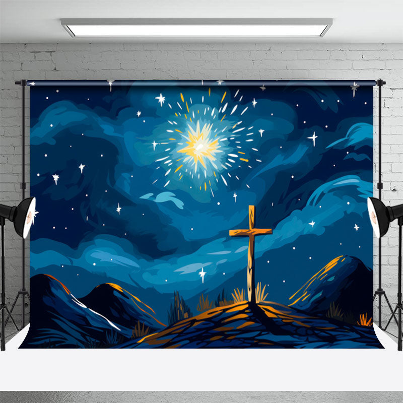 Aperturee - Earth Slope Sparkle Star Dunkelblauer Osterhintergrund