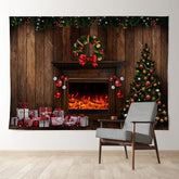 Aperturee - Kaminhütte Fliege Weihnachten Holz Hintergrund