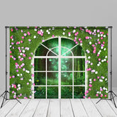 Aperturee - Blumen und Gras Wandfenster Frühlings Fotohintergrund
