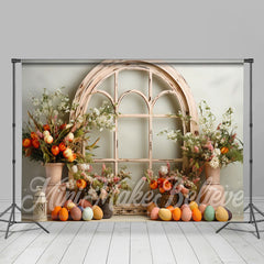 Aperturee - Blumen bunte Eier Bogen Fenster Ostern Hintergrund
