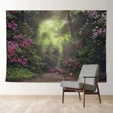 Aperturee - Nebliger rosa Blumenwald Osterhintergrund für Foto