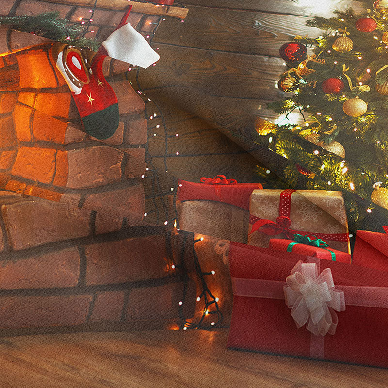 Aperturee - Roter Geschenk Kamin Familienparty Weihnachtshintergrund
