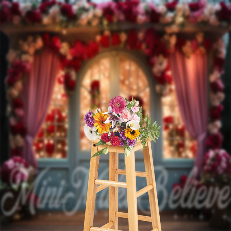 Aperturee - Glasfenstertürvorhang mit hellem Blumenhintergrund