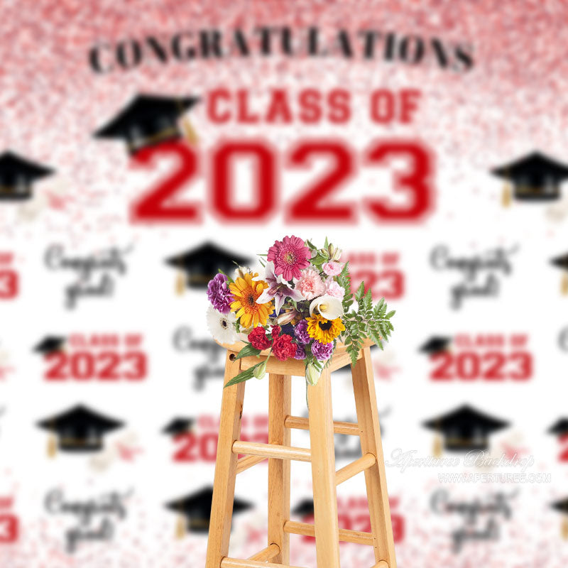 Aperturee - Roter Glitzer Glückwunsch Hintergrund für die Klasse 2023