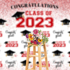 Aperturee - Roter Glitzer Glückwunsch Hintergrund für die Klasse 2023