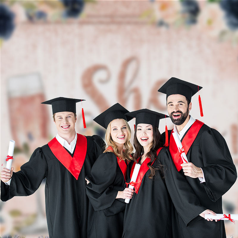 Aperturee - Glitzer Rosa Blau Blumen Mädchen Absolventen Fotohintergrund