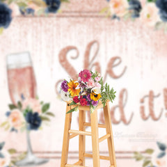 Aperturee - Glitzer Rosa Blau Blumen Mädchen Absolventen Fotohintergrund