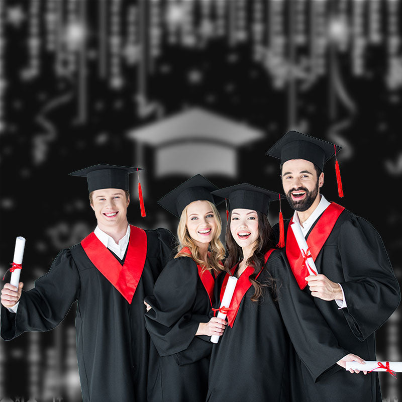 Aperturee - Glitzernde silberne Schnüre Sterne schwarzer Grad Fotohintergrund