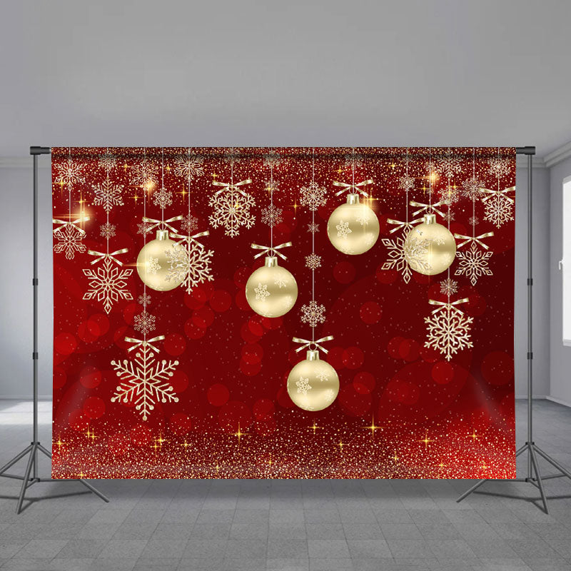 Aperturee - Goldkugel Glitzer Schnee Rot Weihnachtshintergrund