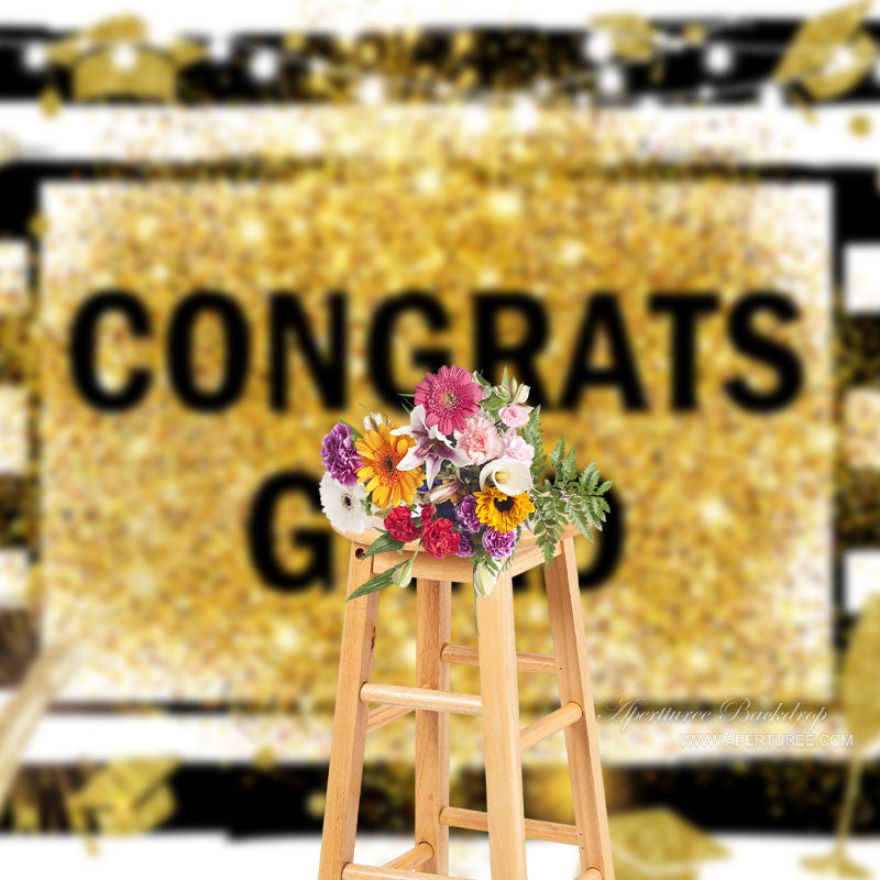 Aperturee - Gold Glitzer Schwarz Weiß Streifen Grad Fotohintergrund