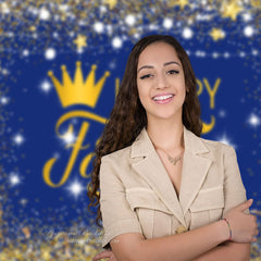 Aperturee - Gold glitzernder blauer Vatertagsparty Fotohintergrund