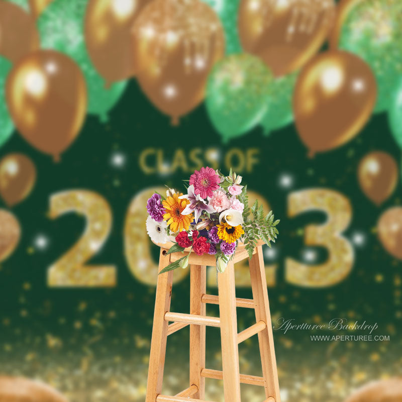 Aperturee - Gold funkelnder Ballon grüner Bokeh Grad Fotohintergrund