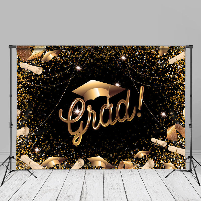 Aperturee - Golden Ribbon Schwarz Grad Party Photo Booth Hintergrund