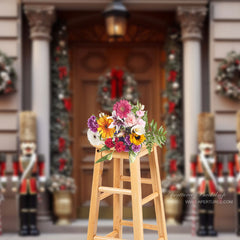 Aperturee - Wunderschöner Tor Weihnachtskranz Schutz Fotohintergrund