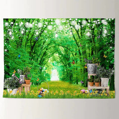 Aperturee - Grüner Waldgarten Ostertag Fotohintergrund
