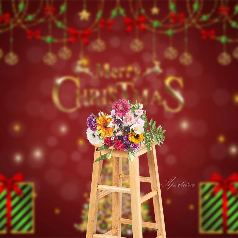 Aperturee - Grüne Geschenke roter Schleife Frohe Weihnachts Hintergrund