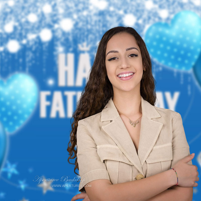 Aperturee - Herz Ballon Sterne glitzernder blauer Hintergrund zum Vatertag