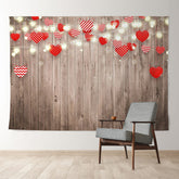 Aperturee - Roter Herz Lichtstreifen Valentinstag Hintergrund aus Holz