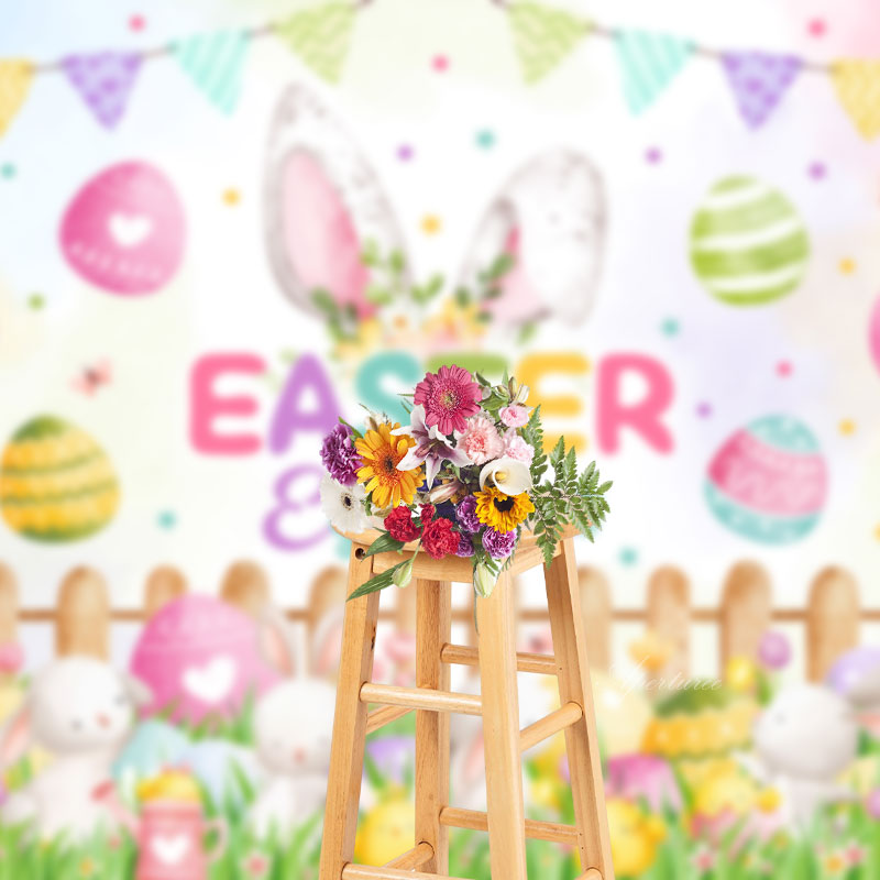 Aperturee - Eiersuche Kaninchen Pflanzen Holzzaun Ostern Hintergrund