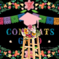 Aperturee - Blätter rosa Blumenkappe Herzlichen Glückwunsch Absolvent Fotohintergrund