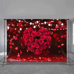 Aperturee - Leuchtende rote Rosenherz Valentinstag Hintergrund